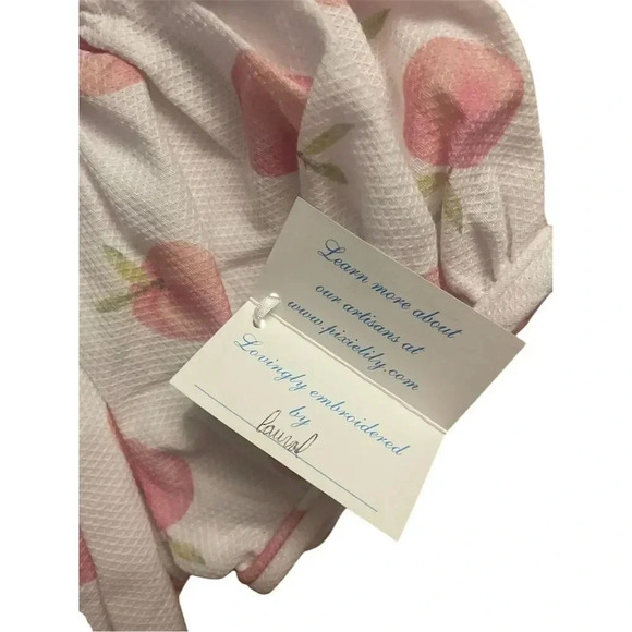 Pixie Lily Girls Pink Smocked Peach Print Dress Size 7 Smocked Knee Length - Picture 2 of 5